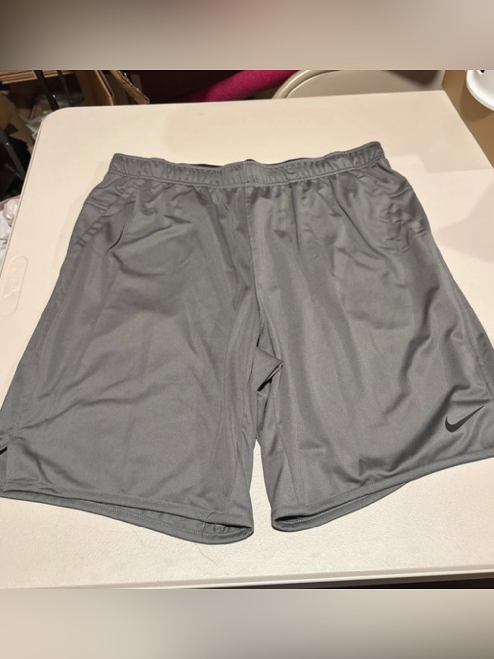 Nike Men's Gray Athletic Shorts with Swoosh